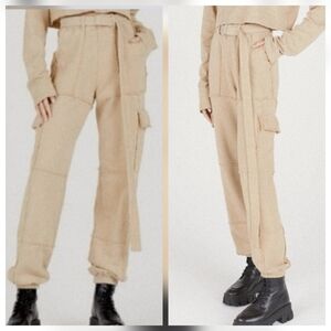 Cotton Citizen Brooklyn Cargo Oatmeal Belted Baggy Sweatpants Nwot